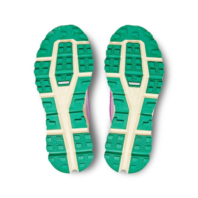 On Cloudultra - pantofi alergare trail pentru femei - roz rubarba mov alb verde