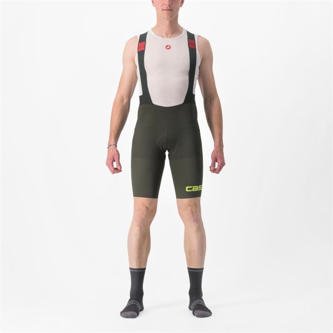 Castelli - pantaloni scurti ciclism barbati Premio shorts Ltd Edition - kaki galben fluo
