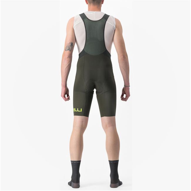 Castelli - pantaloni scurti ciclism barbati Premio shorts Ltd Edition - kaki galben fluo