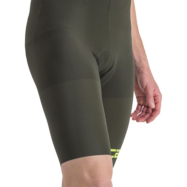 Castelli - pantaloni scurti ciclism barbati Premio shorts Ltd Edition - kaki galben fluo