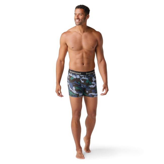 Smartwool - boxeri barbati Merino Print Boxer Brief Boxed - camuflaj albastru negru Mist blue Blurred Camo Print