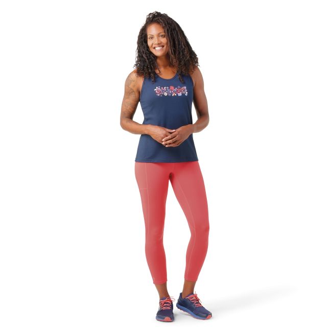 Smartwool - maiou sport femei Floral Meadow Graphic W Tank - albastru inchis