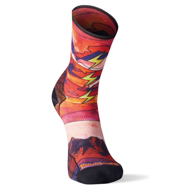 Smartwool - sosete sport Run Athlete Edition Print socks Targeted Cushion Crew - rosu portocaliu negru Tandoori Orange