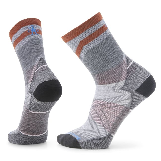 Smartwool - sosete sport Run Zero Cushion Mid Crew pattern socks - gri deschis gri inchis rosu