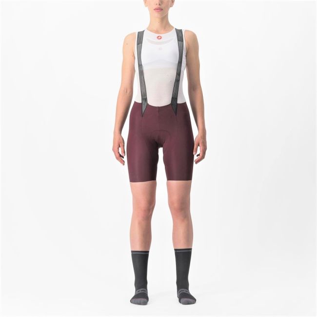 Castelli - pantaloni scurti ciclism cu bretele pentru femei Free Aero RC bibshorts - visiniu