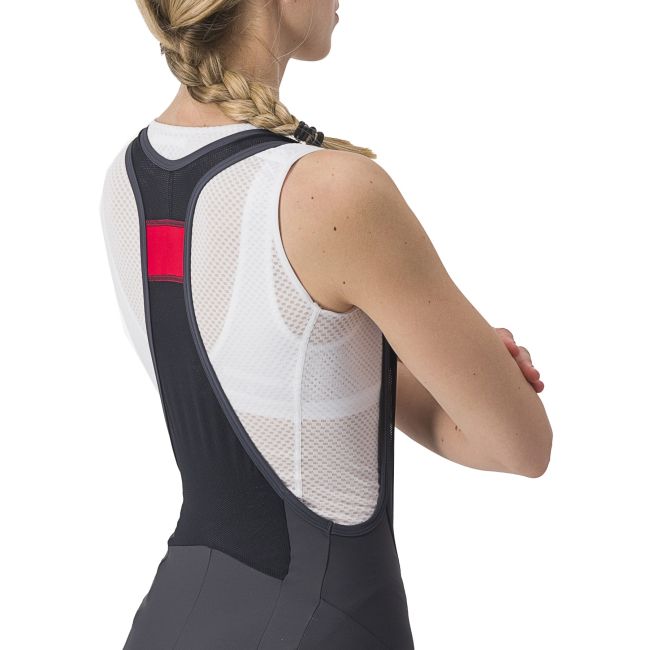 Castelli - pantaloni scurti pentru ciclism cu bretele pentru femei Prima Bibshort - gri inchis antracit portocaliu negru