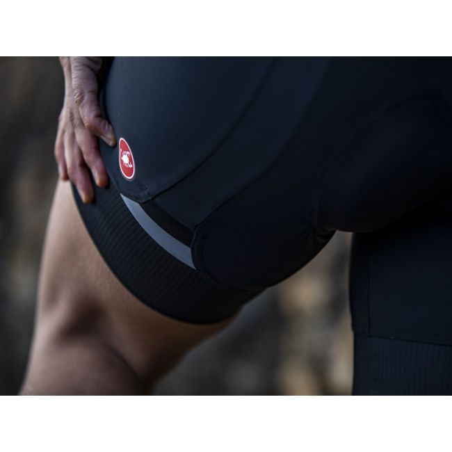 Castelli - pantaloni scurti pentru ciclism cu bretele pentru femei Prima Bibshort - gri inchis antracit portocaliu negru