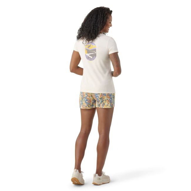 Smartwool - tricou sport femei maneca scurta Denver Skyline Graphic Short Sleeve Tee Slim Fit - alb murdar maro deschis migdala