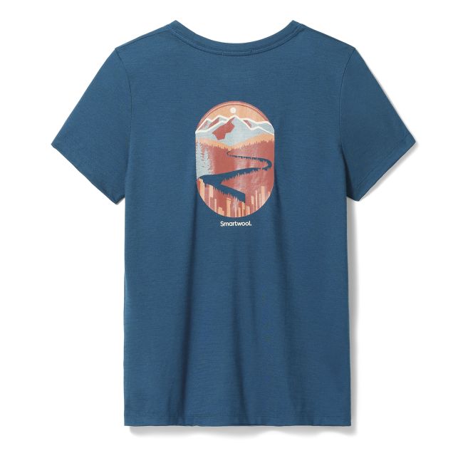 Smartwool - tricou sport femei maneca scurta Denver Skyline Graphic Short Sleeve Tee Slim Fit - albastru inchis amurg
