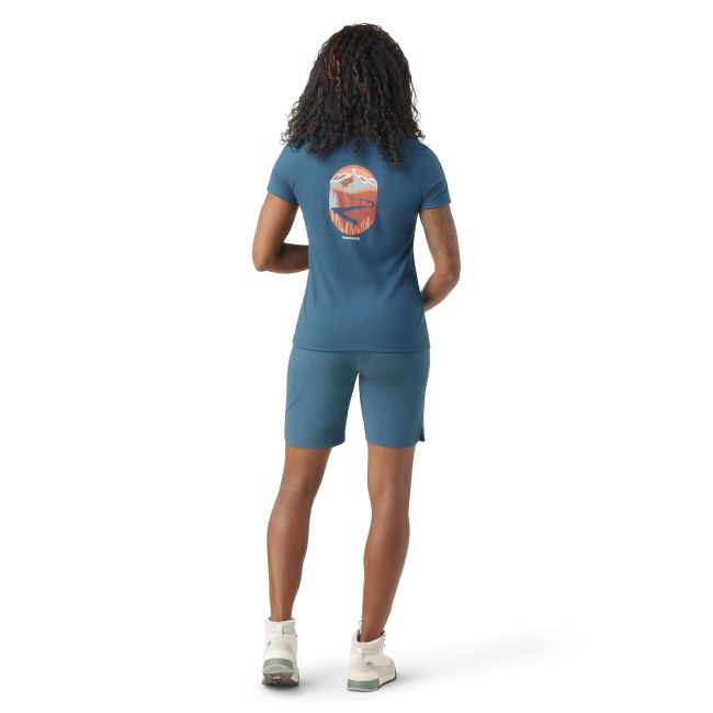 Smartwool - tricou sport femei maneca scurta Denver Skyline Graphic Short Sleeve Tee Slim Fit - albastru inchis amurg