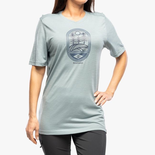 Smartwool - tricou sport unisex maneca scurta Mountain Trail Graphic Short Sleeve Tee - albastru deschis metalic