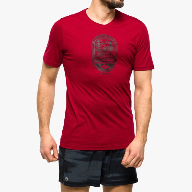 Smartwool - tricou sport unisex maneca scurta Mountain Trail Graphic Short Sleeve Tee - rosu Rhythmic