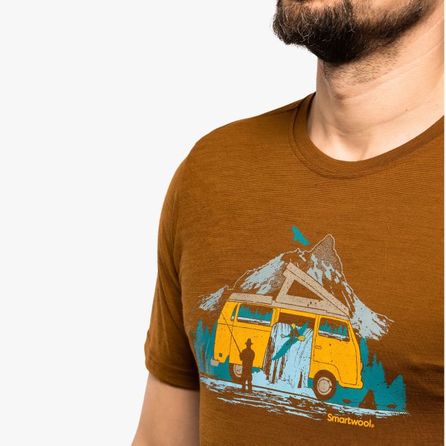 Smartwool - tricou sport unisex maneca scurta River Van Graphic Short Sleeve Tee - maro roscat