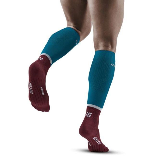 CEP - Sosete de compresie gamba barbati The Run Compression Socks Tall - albastru petrol rosu inchis