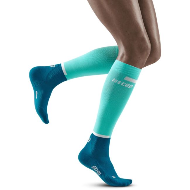 CEP - Sosete de compresie gamba femei The Run Compression W Socks Tall - albastru inchis petrol albastru deschis
