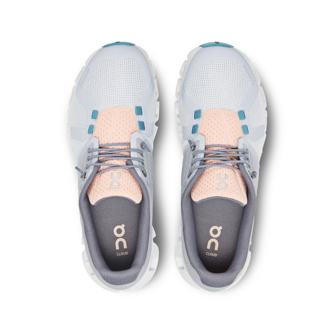 On Cloud 5 Push - pantofi alergare pentru femei - gri glaciar alb nevopsit roz albastru