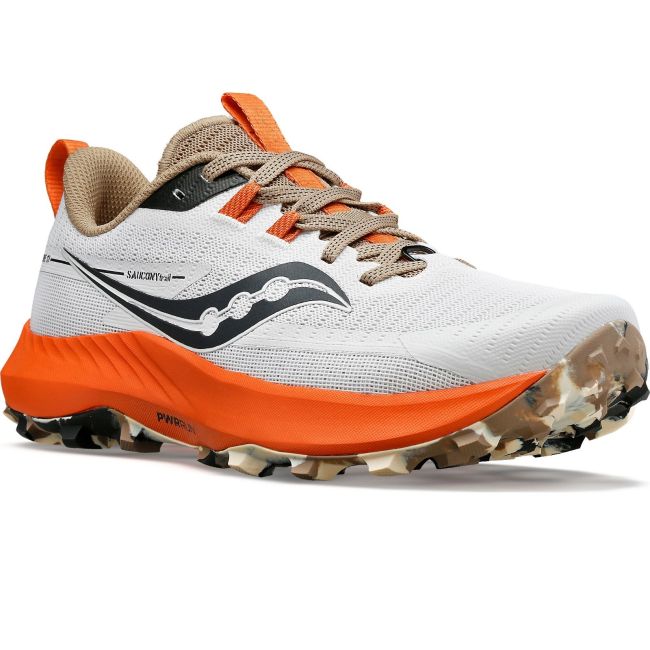 Saucony - pantofi alergare pentru femei Peregrine 13 - gri deschis ceata portocaliu Zenith