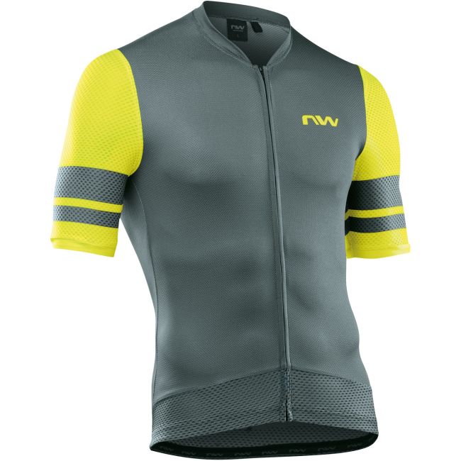Northwave - tricou ciclism mânecă scurtă pentru bărbați Storm Air Jersey - gri închis galben fluo
