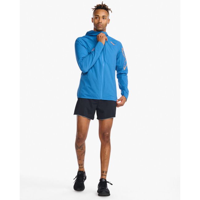 2XU - jacheta impermeabila cu elemente reflectorizante - Light Speed Waterproof Jacket - albastra starling