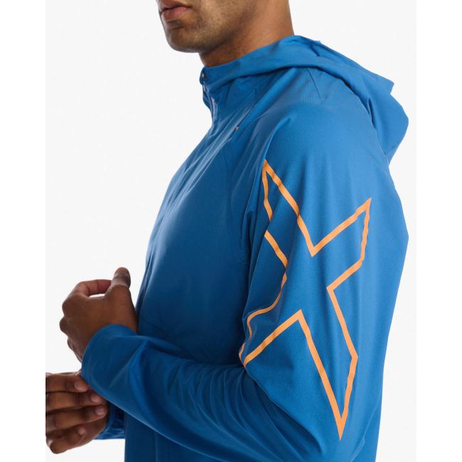 2XU - jacheta impermeabila cu elemente reflectorizante - Light Speed Waterproof Jacket - albastra starling