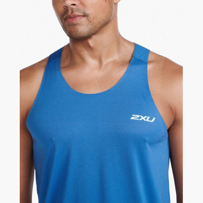 2XU - maiou tehnic  pentru barbati Light Speed Tech Singlet - albastru intens Starling Reflectorizant