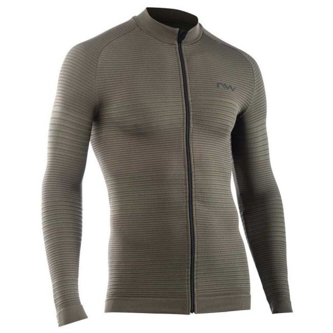 Northwave - bluză ciclism pentru bărbați mânecă lungă Trip Knit - verde army negru