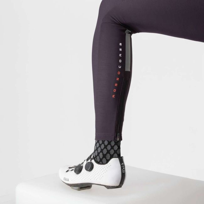 Castelli - Pantaloni lungi ciclism cu bretele iarna si vreme rece pentru femei Sorpasso Ros W bibtight - mov inchis gri reflex