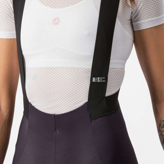 Castelli - Pantaloni lungi ciclism cu bretele iarna si vreme rece pentru femei Sorpasso Ros W bibtight - mov inchis gri reflex