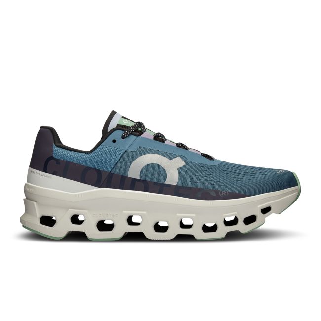 On Cloudmonster - pantofi alergare pentru barbati - albastru deschis prafuit albastru inchis alb