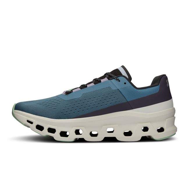 On Cloudmonster - pantofi alergare pentru barbati - albastru deschis prafuit albastru inchis alb