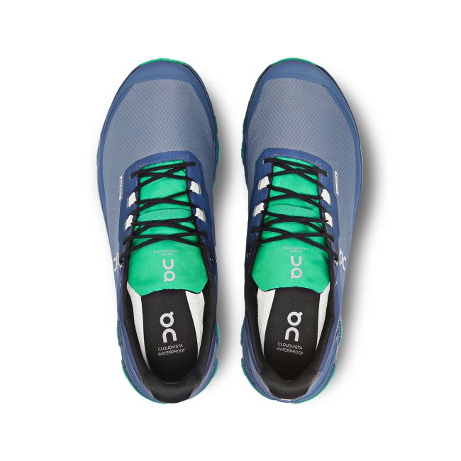 On Cloudvista Waterproof - pantofi sport pentru barbati - albastru inchis denim gri deschis metalic verde