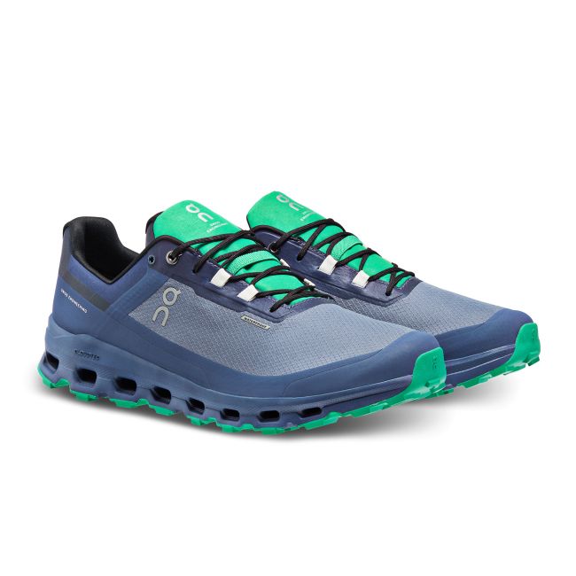 On Cloudvista Waterproof - pantofi sport pentru barbati - albastru inchis denim gri deschis metalic verde