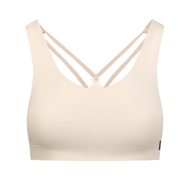 On Cloud - bustiera sport femei Active Bra - maro deschis perla alb