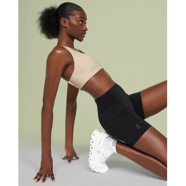 On Cloud - bustiera sport femei Active Bra - maro deschis perla alb