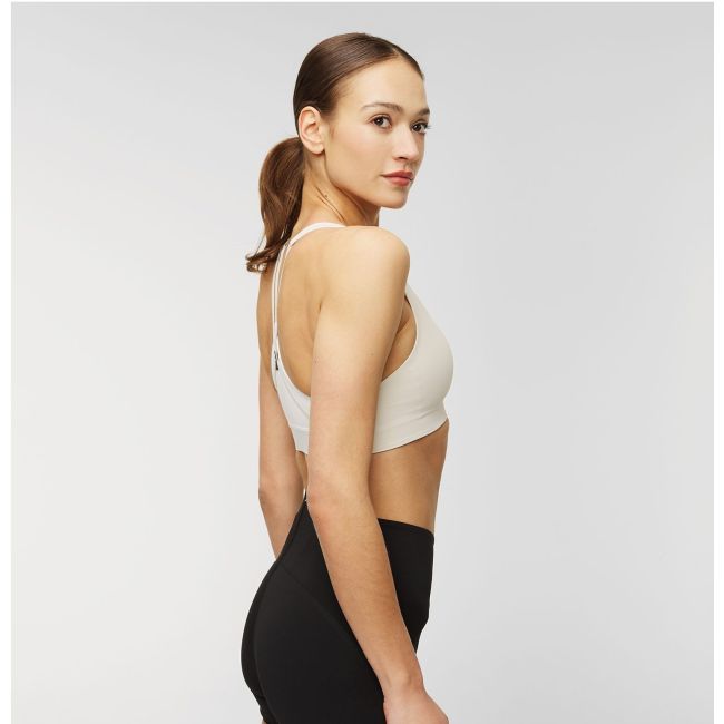 On Cloud - bustiera sport femei Active Bra - maro deschis perla alb