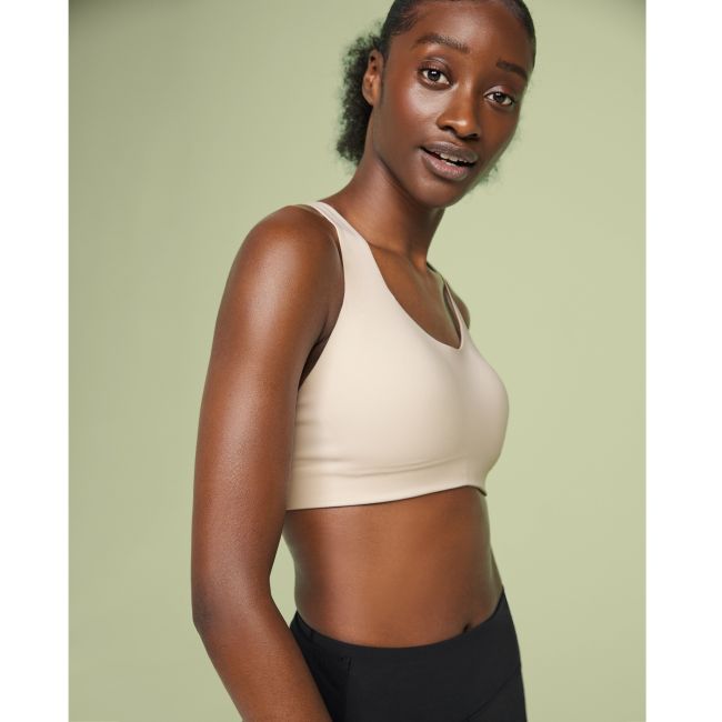 On Cloud - bustiera sport femei Active Bra - maro deschis perla alb