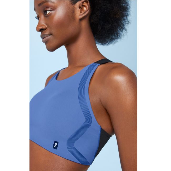 On Cloud - bustiera sport femei Performance Bra - albastru deschis stratosfera negru