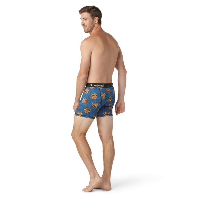 Smartwool - boxeri barbati Merino Print Boxer Brief Boxed - negru albastru galben Jaime Molina Laguna Blue Print