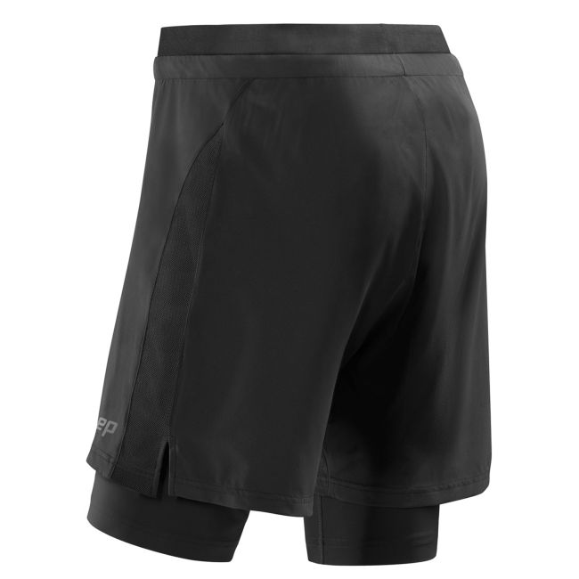 CEP - Pantaloni scurti alergare pentru barbati cu compresie Shorts 2 in 1 - negru