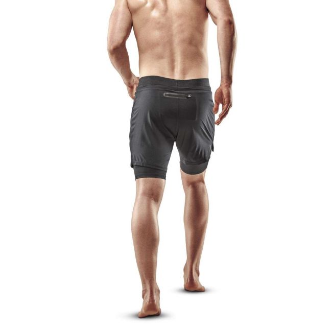 CEP - Pantaloni scurti alergare pentru barbati cu compresie Shorts 2 in 1 - negru