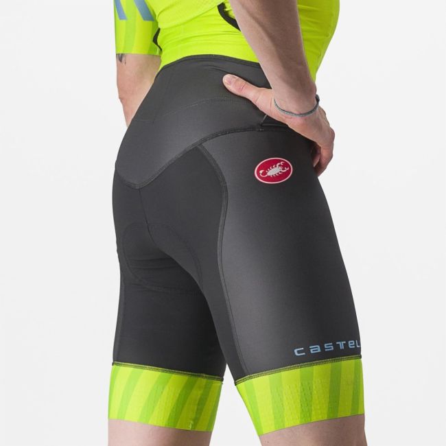 Castelli - costum trisuit triatlon pentru barbati, maneca scurta Free Sanremo SS Suit - galben fluo negru