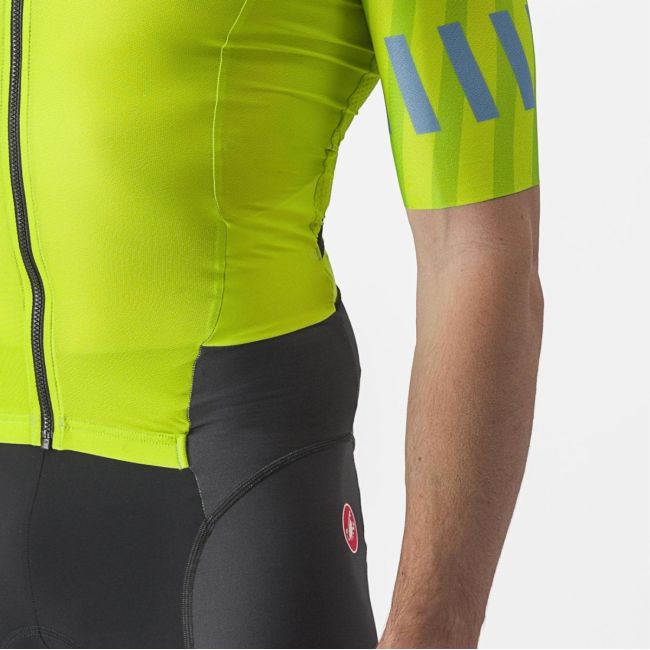 Castelli - costum trisuit triatlon pentru barbati, maneca scurta Free Sanremo SS Suit - galben fluo negru