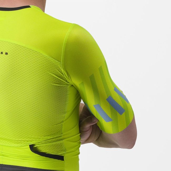 Castelli - costum trisuit triatlon pentru barbati, maneca scurta Free Sanremo SS Suit - galben fluo negru
