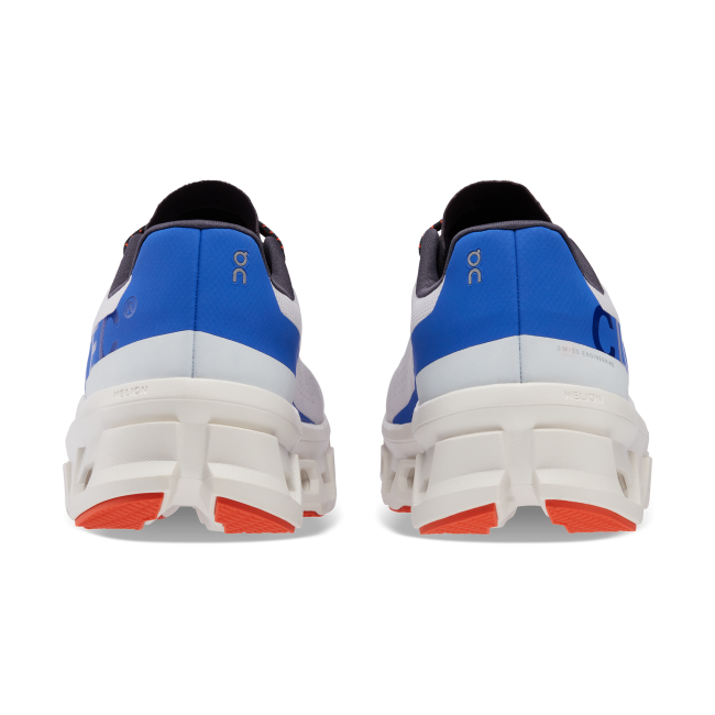 On Cloudmonster - pantofi alergare pentru barbati - alb gheata albastru cobalt portocaliu
