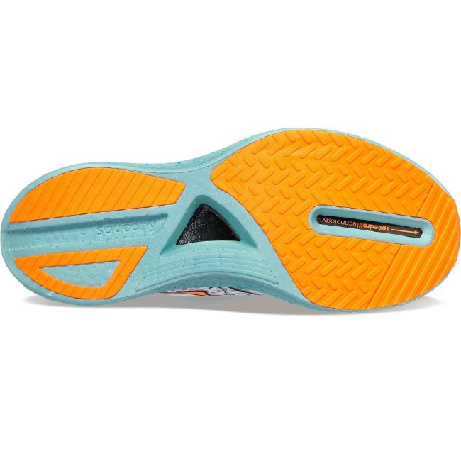 Saucony - pantofi alergare pentru barbati Endorphin PRO 3 - gri ceata portocaliu Viziorange albastru deschis