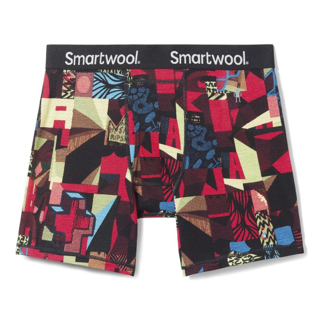 Smartwool - boxeri barbati Merino Print Boxer Brief Boxed - negru albastru rosu Jaime Molina Rhythmic Red Print