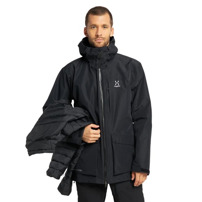 Haglofs - Jacheta iarna barbati puf si Gore-Tex, Alv 3-in-1 Down GTX - negru real