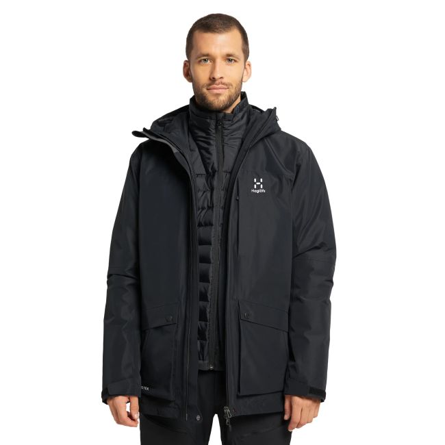 Haglofs - Jacheta iarna barbati puf si Gore-Tex, Alv 3-in-1 Down GTX - negru real