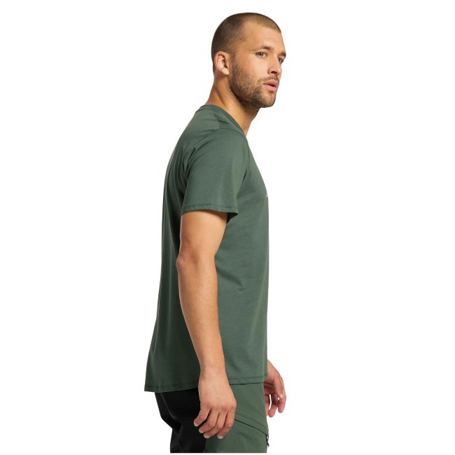 Haglofs - Tricou casual bumbac barbati Camp - verde inchis montan