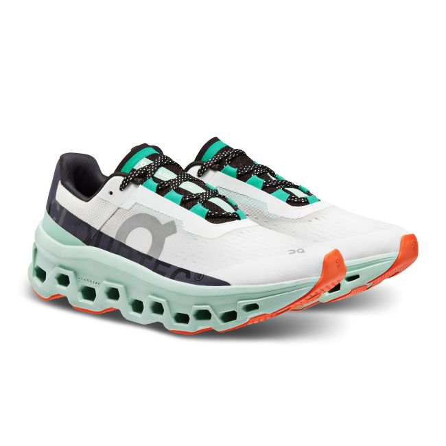 On Cloud Cloudmonster - pantofi alergare pentru femei - alb nevopsit verde gri negru